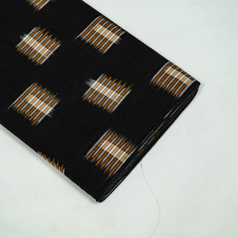 Black Check Design Cotton Handloom Double Ikat (SKU: IKK-472)