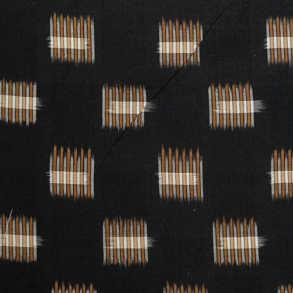 Black Check Design Cotton Handloom Double Ikat (SKU: IKK-472)