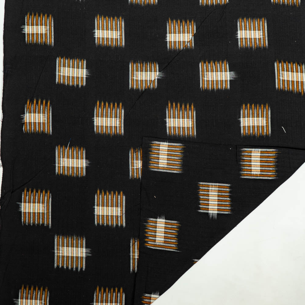 Black Check Design Cotton Handloom Double Ikat (SKU: IKK-472)