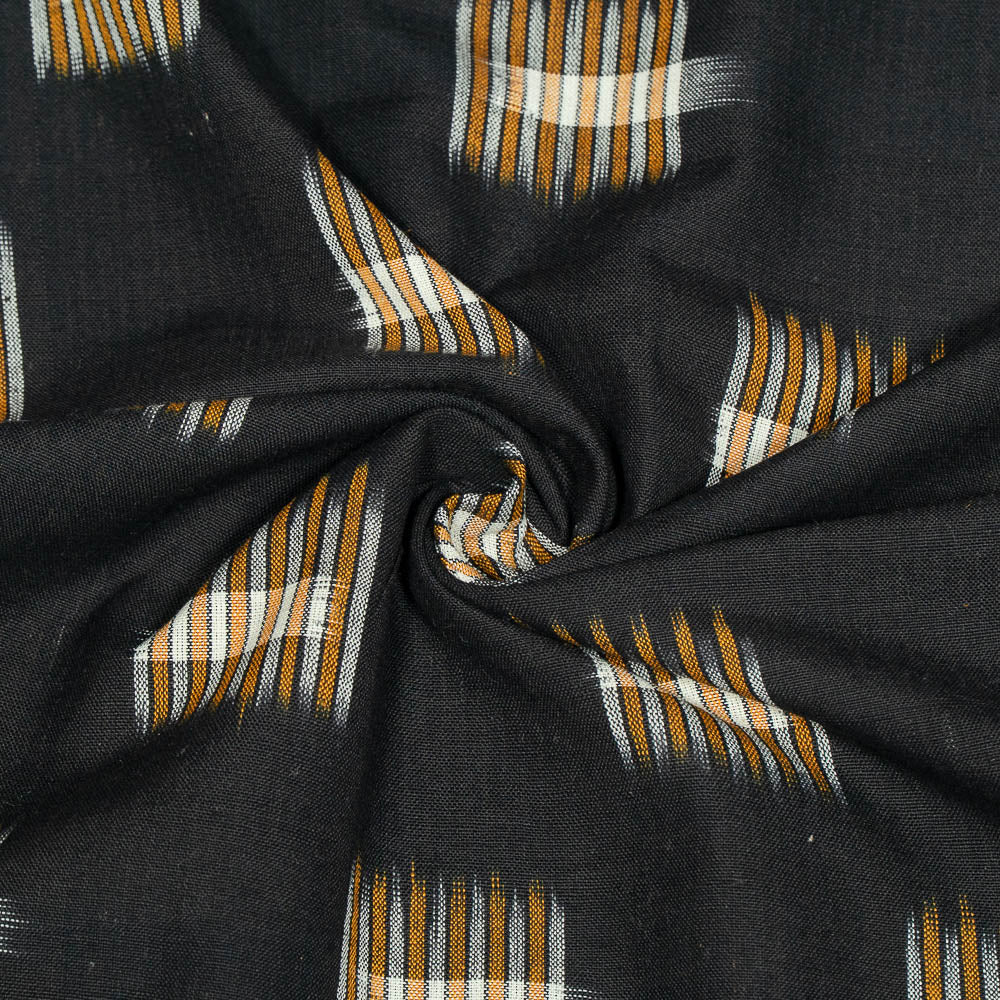 Black Check Design Cotton Handloom Double Ikat (SKU: IKK-472)