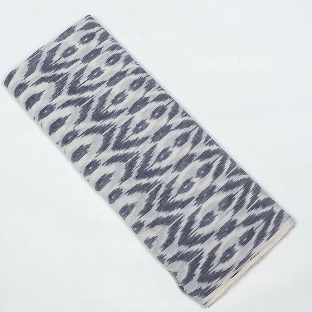 White & Grey Mercerised Cotton Handloom Ikat (SKU: IKK-513)