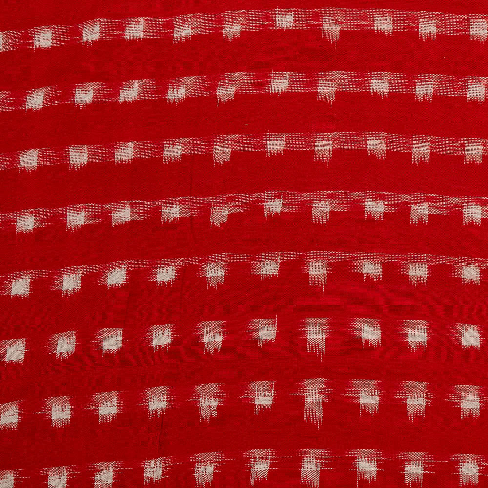 Red & White Checks Cotton Handloom Double Ikat (SKU: IKK-536)