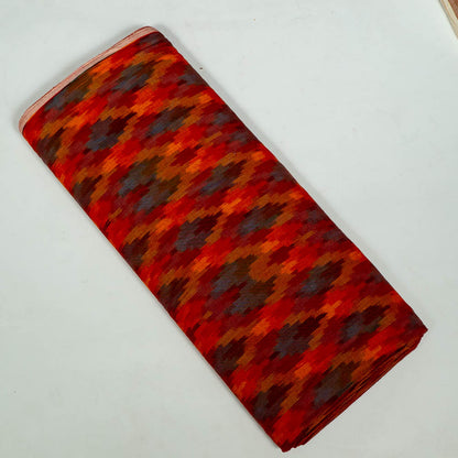 Multicolor Fine Quality Cotton Handloom Ikat Fabric for Dress Material | Width: 44"