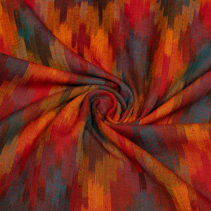 Multicolor Fine Quality Cotton Handloom Ikat Fabric for Dress Material | Width: 44"