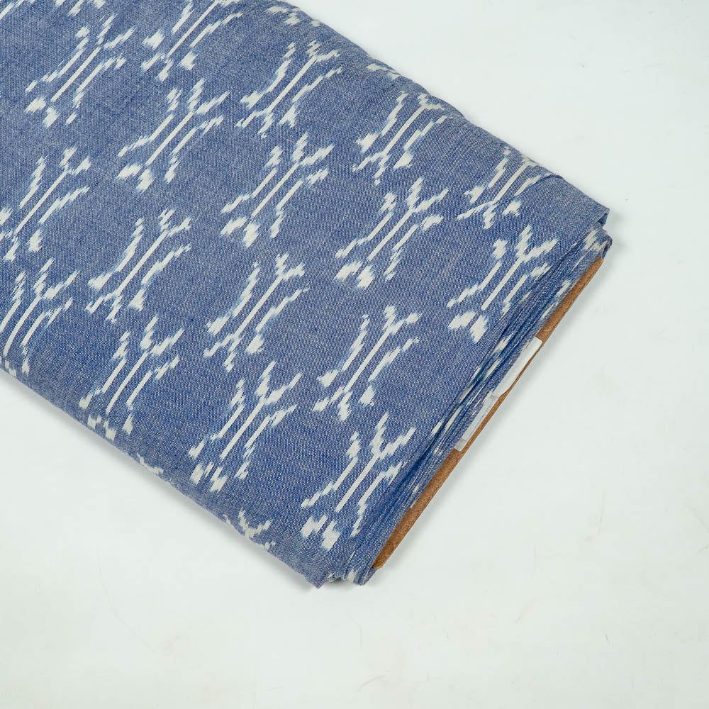 Blue & White Fine Quality Cotton Handloom Ikat (Sku: IKK-559)