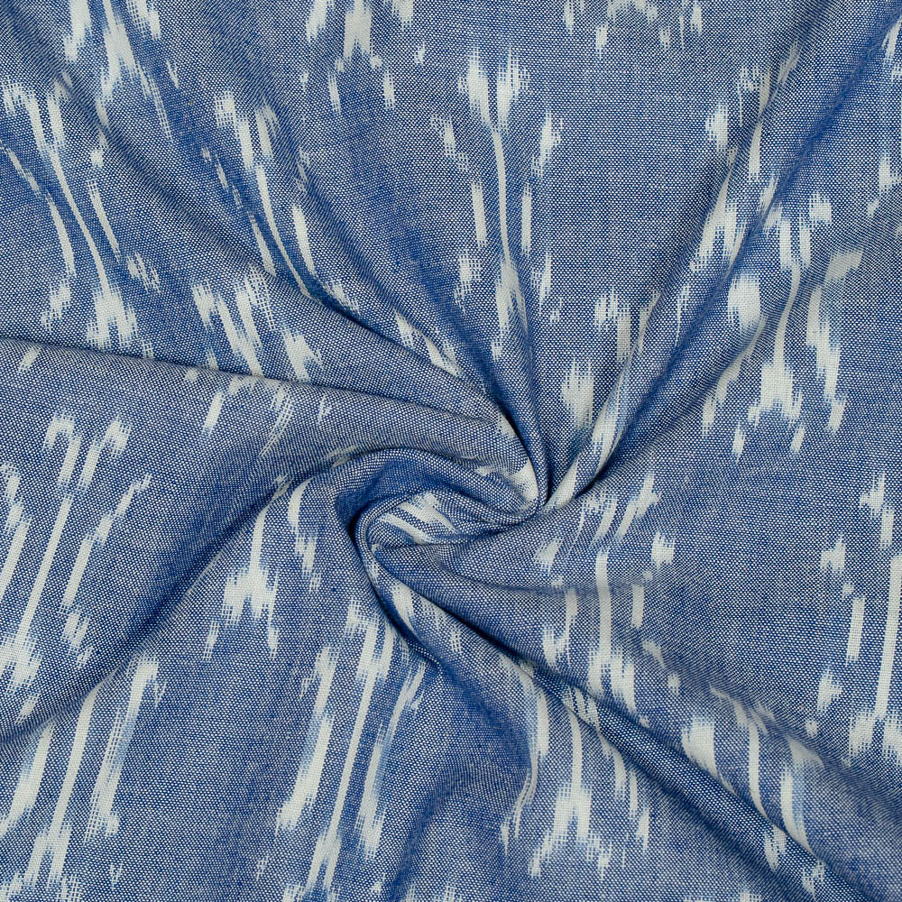 Blue & White Fine Quality Cotton Handloom Ikat (Sku: IKK-559)