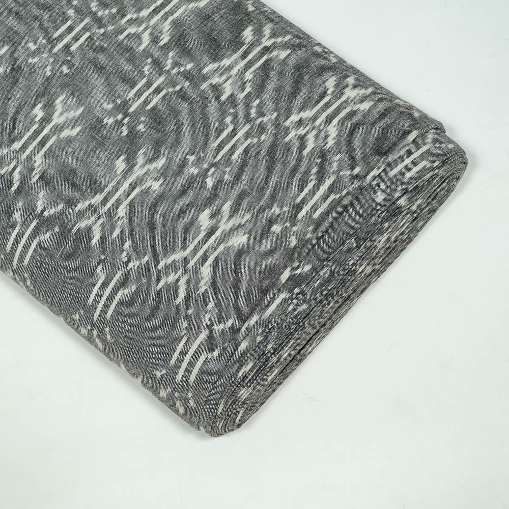 Grey & White Fine Quality Cotton Handloom Woven Ikat (Sku: IKK-560)