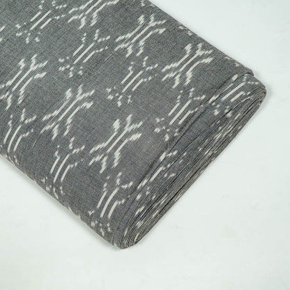 Grey & White Fine Quality Cotton Handloom Ikat Fabric for Dresses | Width: 44"
