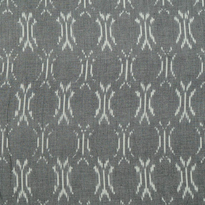 Grey & White Fine Quality Cotton Handloom Ikat Fabric for Dresses | Width: 44"