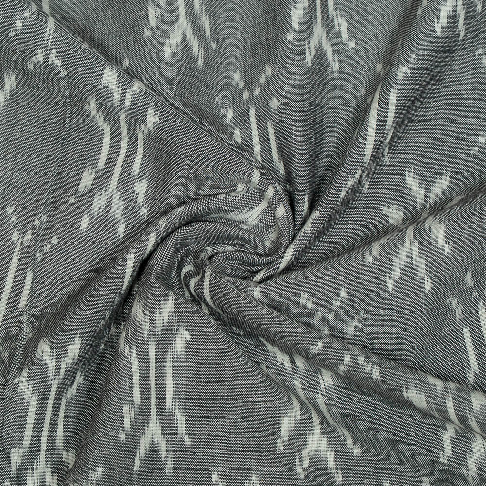 Grey & White Fine Quality Cotton Handloom Woven Ikat (Sku: IKK-560)