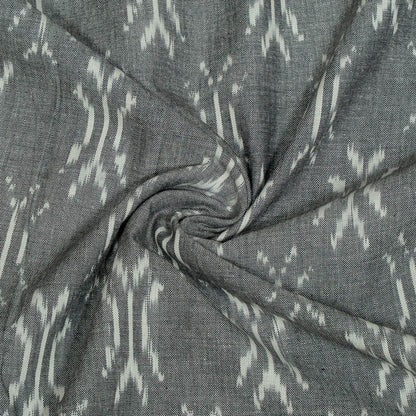 Grey & White Fine Quality Cotton Handloom Ikat Fabric for Dresses | Width: 44"