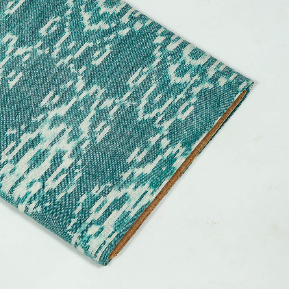 Green & White Fine Quality Cotton Handloom Woven Ikat (Sku: IKK-562)
