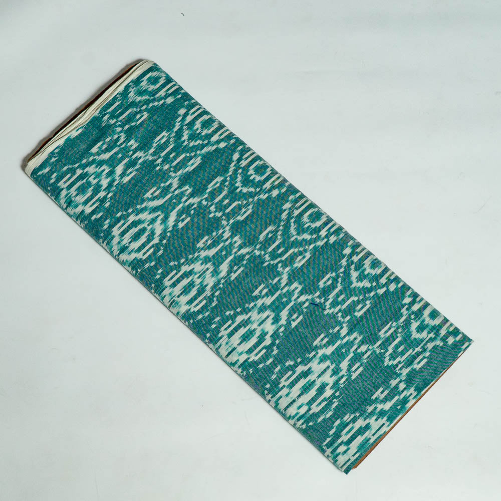 Green & White Fine Quality Cotton Handloom Woven Ikat (Sku: IKK-562)
