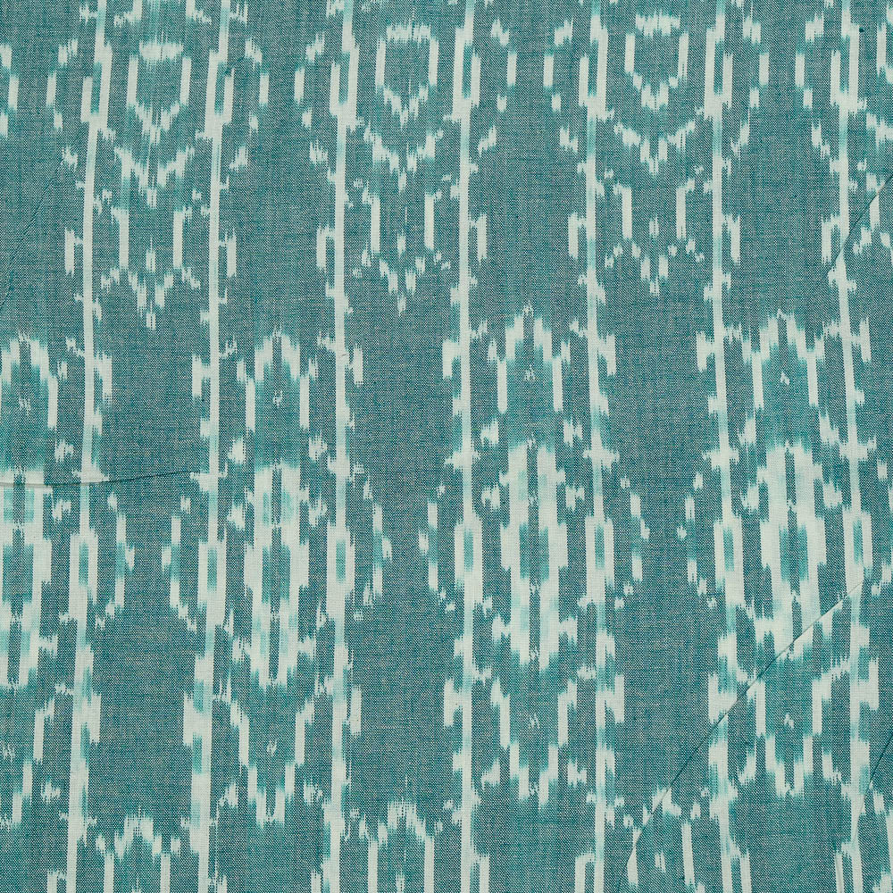 Green & White Fine Quality Cotton Handloom Woven Ikat (Sku: IKK-562)