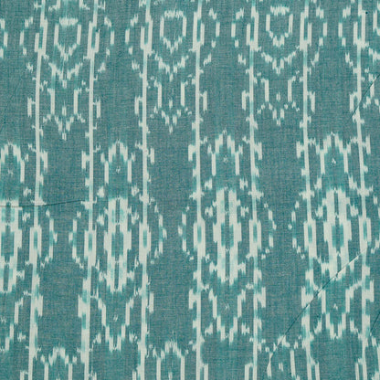 Pista Green & White Fine Quality Cotton Handloom Woven Ikat Fabric for Dresses | Width: 44"