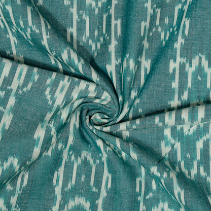 Pista Green & White Fine Quality Cotton Handloom Woven Ikat Fabric for Dresses | Width: 44"