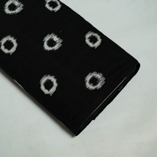 Black Base White Small Circle Design Cotton Handloom Double Ikat (SKU: IKK-565)