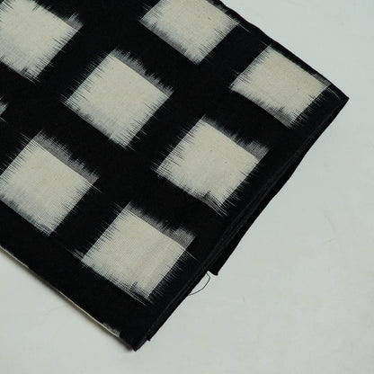 Black & White Square Cotton Handloom Double Ikat | 1 Meter (SKU: IKK-573)
