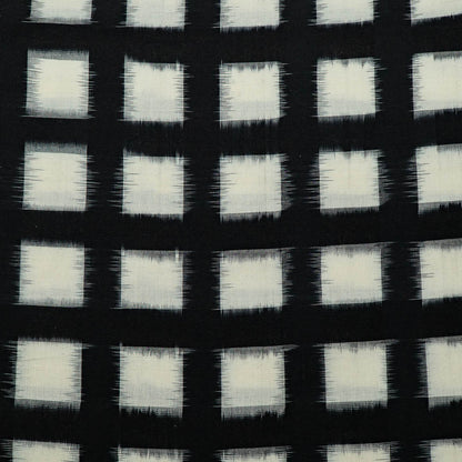 Black & White Square Cotton Handloom Double Ikat | 1 Meter (SKU: IKK-573)
