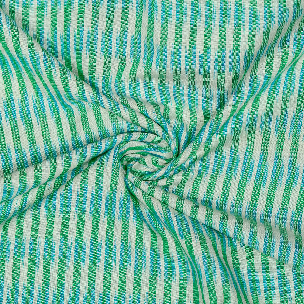 Blue & Yellow Stripe Fine Cotton Handloom Ikat (SKU: IKK-583)