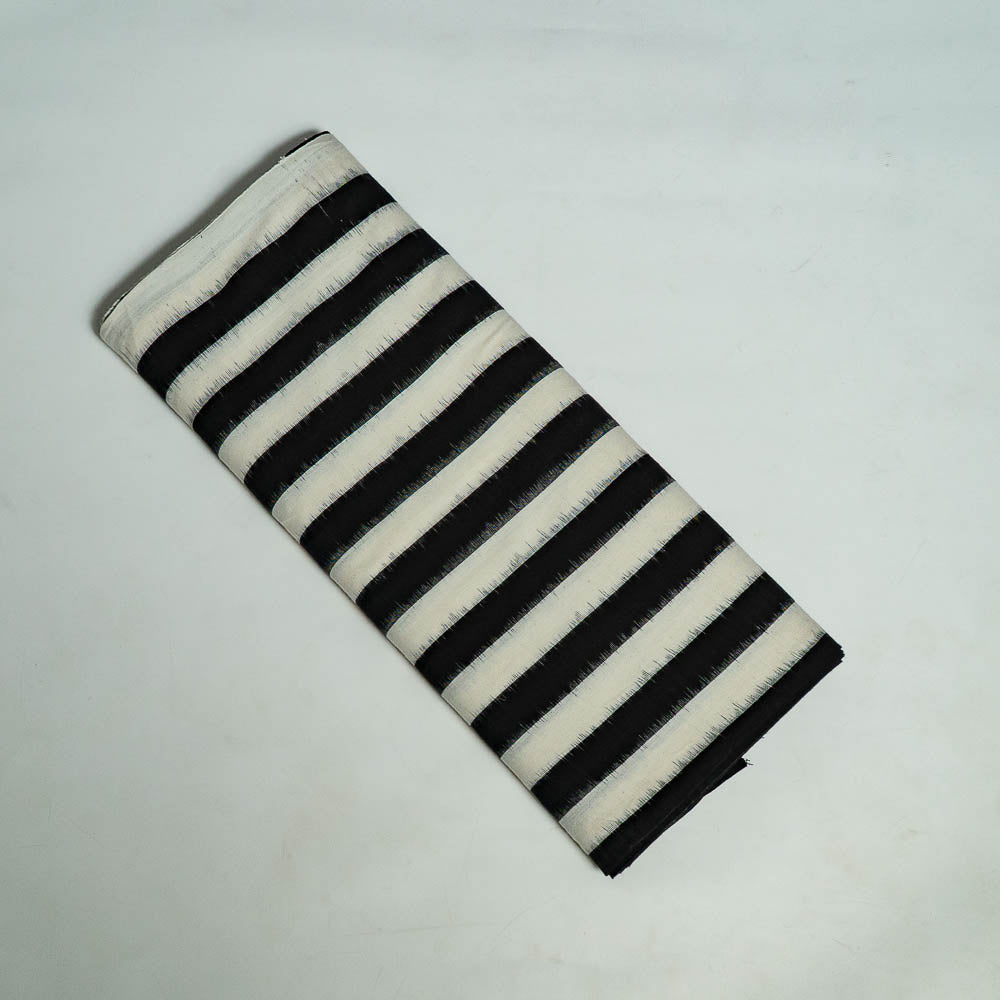 Black & White Stripe Cotton Handloom Double Ikat (SKU: IKK-586)
