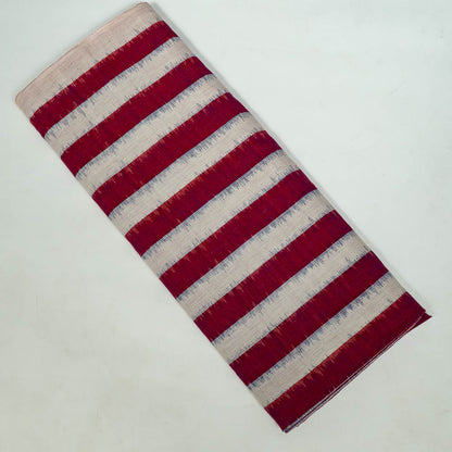 Magenta & White Stripe Handwoven Cotton Double Ikat Fabric for Dress Material | Width: 44"