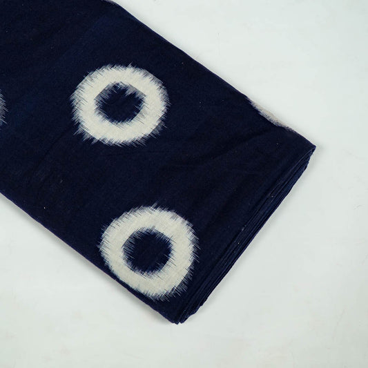 Blue Base White Big Circle Cotton Handloom Double Ikat (SKU: IKK-590)