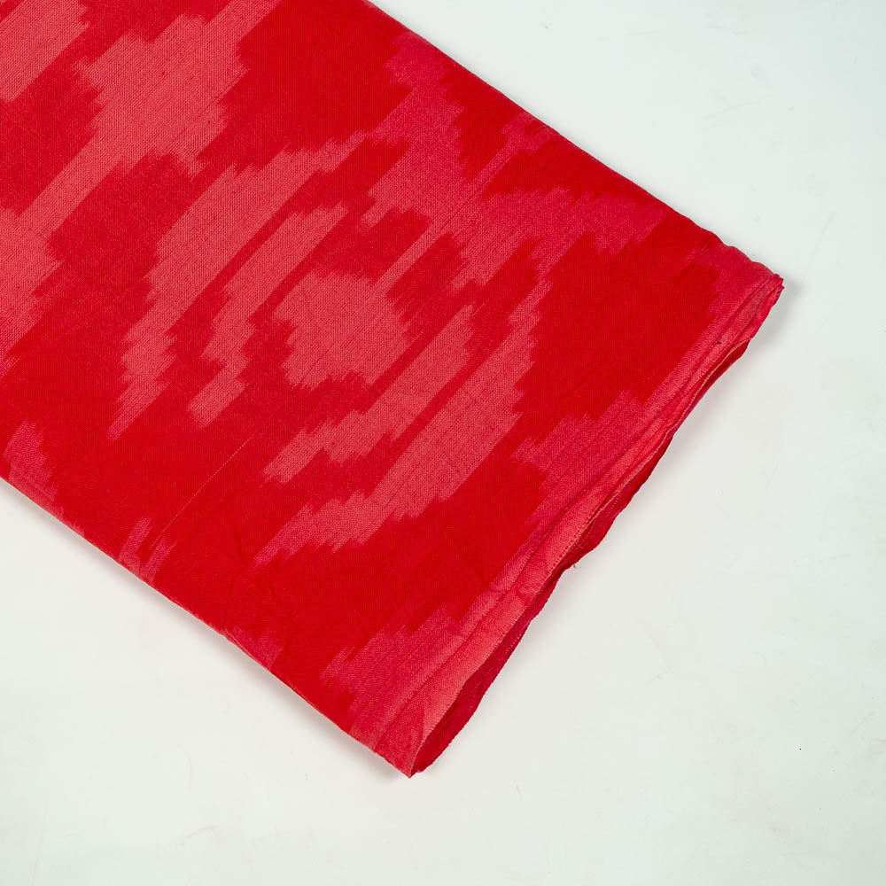 Red Color Big Pattern Fine Cotton Handloom Ikat (SKU: IKK-593)