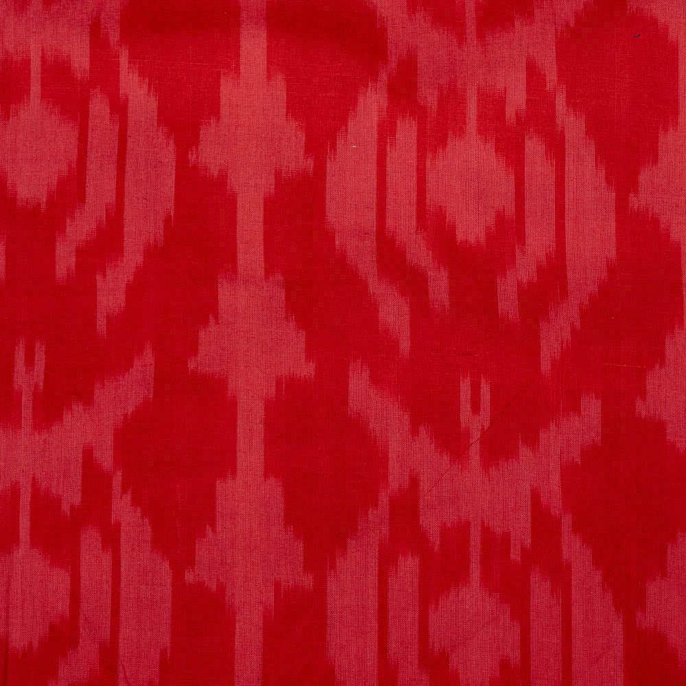 Red Color Big Pattern Fine Cotton Handloom Ikat (SKU: IKK-593)