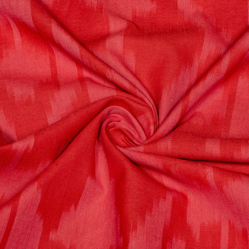 Red Color Big Pattern Fine Cotton Handloom Ikat (SKU: IKK-593)