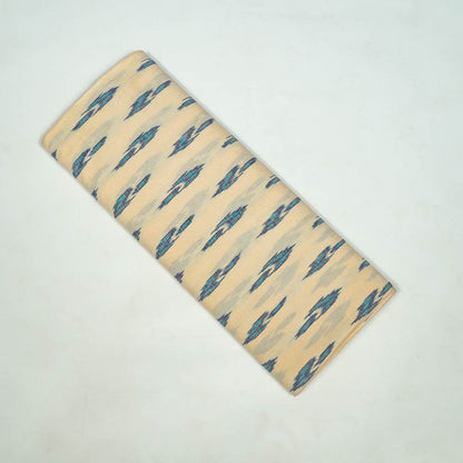 Cream Base Blue Design Fine Cotton Handloom Ikat Fabric for Dress Material | Width: 44"
