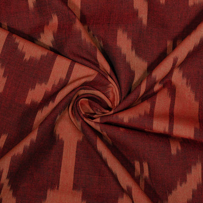 Maroon, Rust Big Design Fine Quality Cotton Handloom Ikat Fabric for Dress Material | Width: 44"