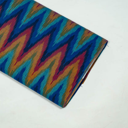 Multicolor Chevron Mercerised Fine Quality Cotton Handloom Ikat Fabric for Dress Material | Width: 44"