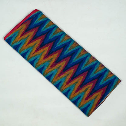 Multicolor Chevron Mercerised Fine Quality Cotton Handloom Ikat Fabric for Dress Material | Width: 44"