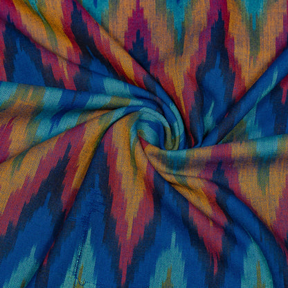 Multicolor Chevron Mercerised Fine Quality Cotton Handloom Ikat Fabric for Dress Material | Width: 44"