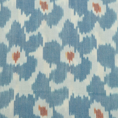 Blue, Off White Floral Fine Quality Cotton Handloom Ikat | SKU: IKK-636