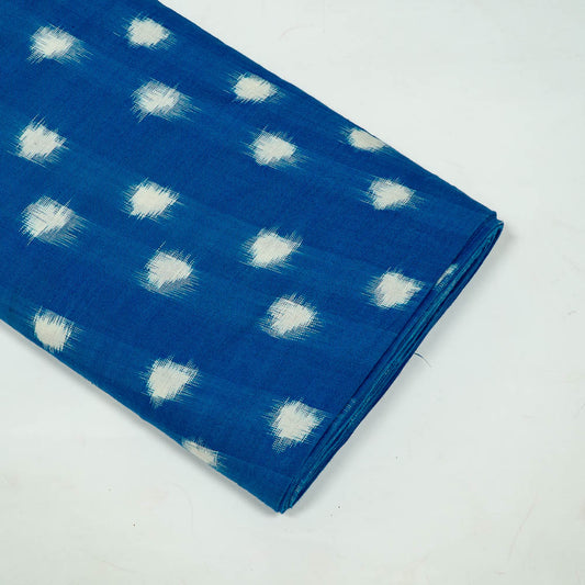 Blue base White Polka Dot Cotton Handloom Double Ikat (SKU: IKK-611)