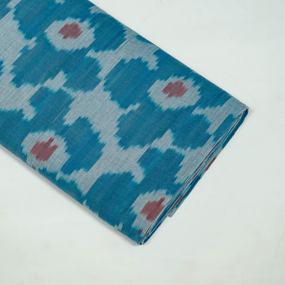 Blue base Big Floral Cotton Handloom Ikat (SKU: IKK-612)