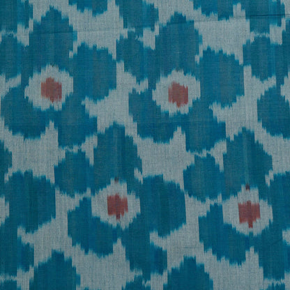 Blue Floral Fine Quality Cotton Handloom Ikat | SKU: IKK-612