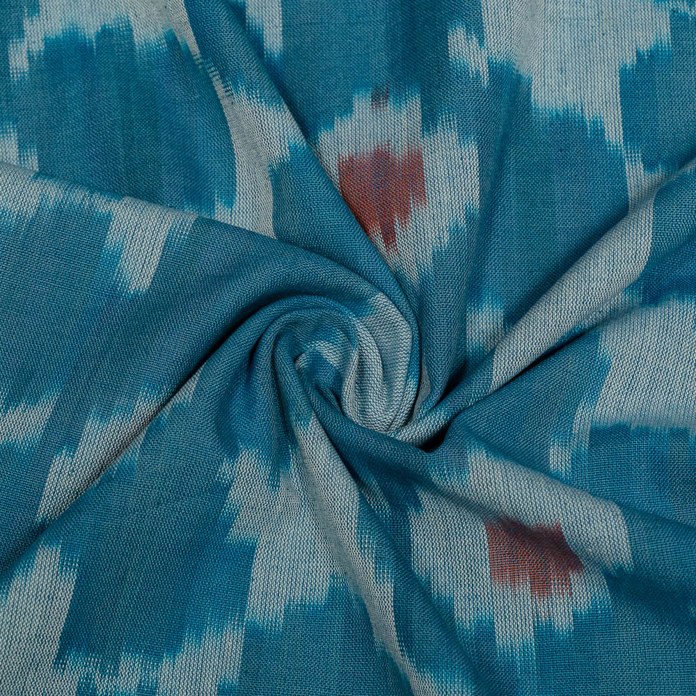 Blue base Big Floral Cotton Handloom Ikat (SKU: IKK-612)
