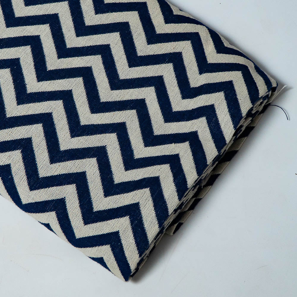 Blue & White Chevron Design Cotton Blend Jacquard (SKU: J-192)