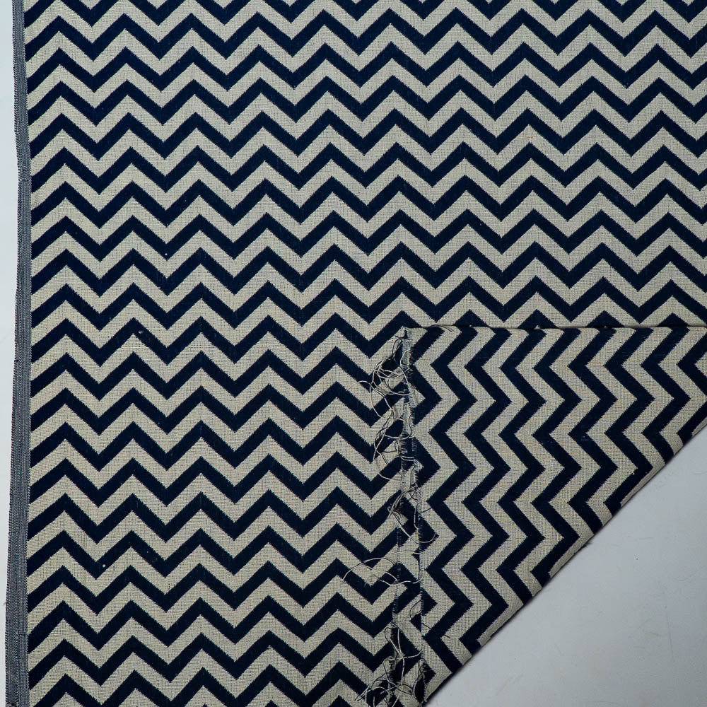 Blue & White Chevron Design Cotton Blend Jacquard (SKU: J-192)