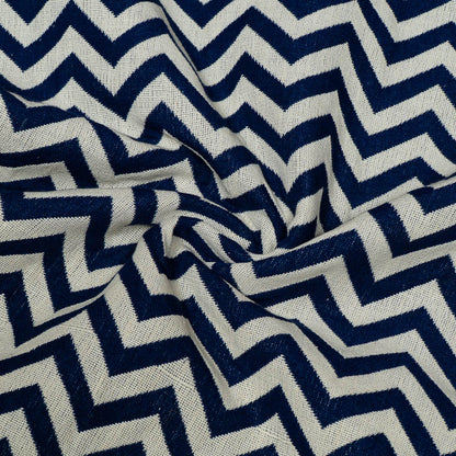 Blue & White Chevron Design Cotton Blend Jacquard | SKU: J-192