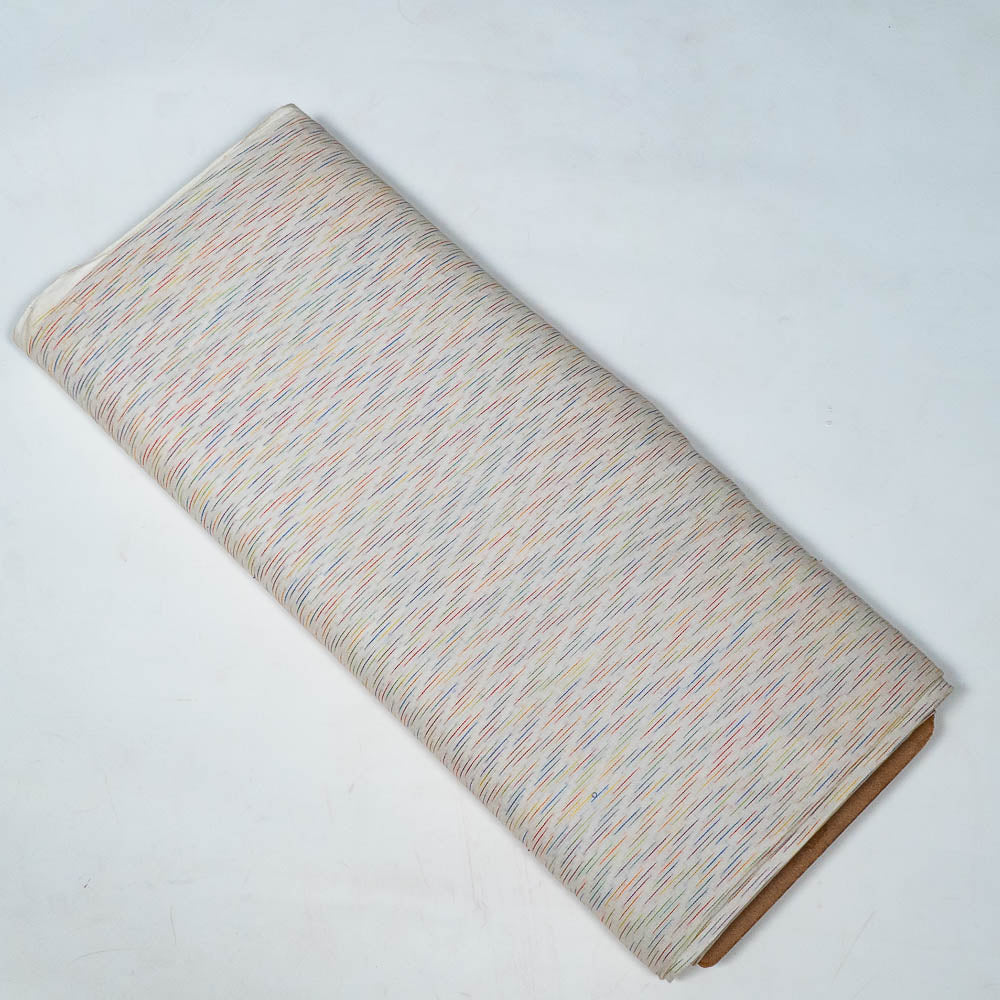White Base Multicolor Cotton Dobby Fabric (SKU: J-488)