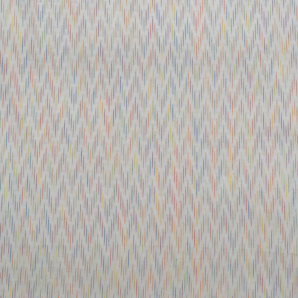 White Base Multicolor Cotton Dobby Fabric (SKU: J-488)
