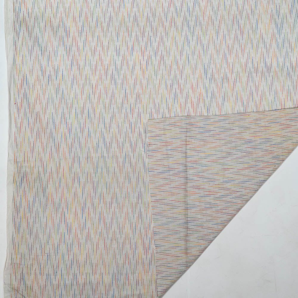 White Base Multicolor Cotton Dobby Fabric (SKU: J-488)
