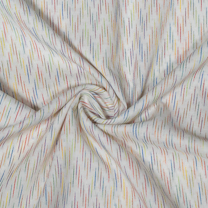 White Base Multicolor Cotton Dobby Fabric | SKU: J-488