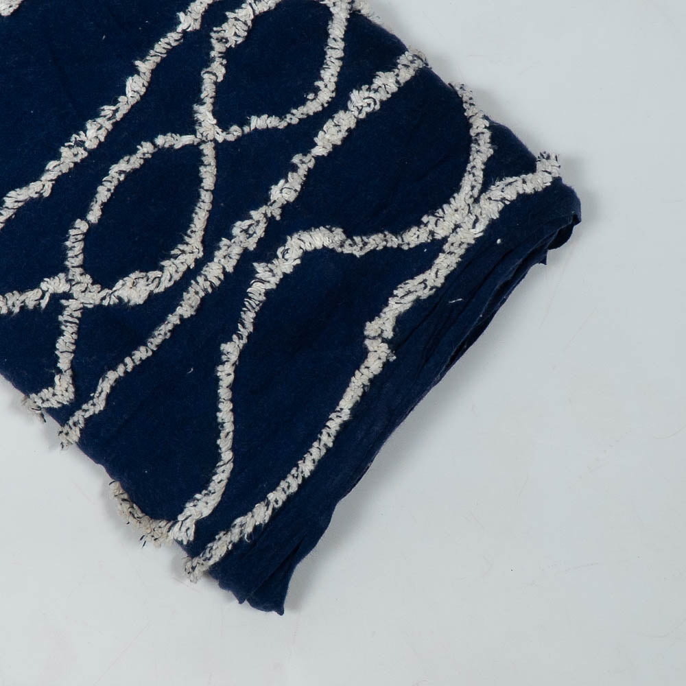 Nevy Blue Cotton Tuftting Jacquard (SKU: J-548)