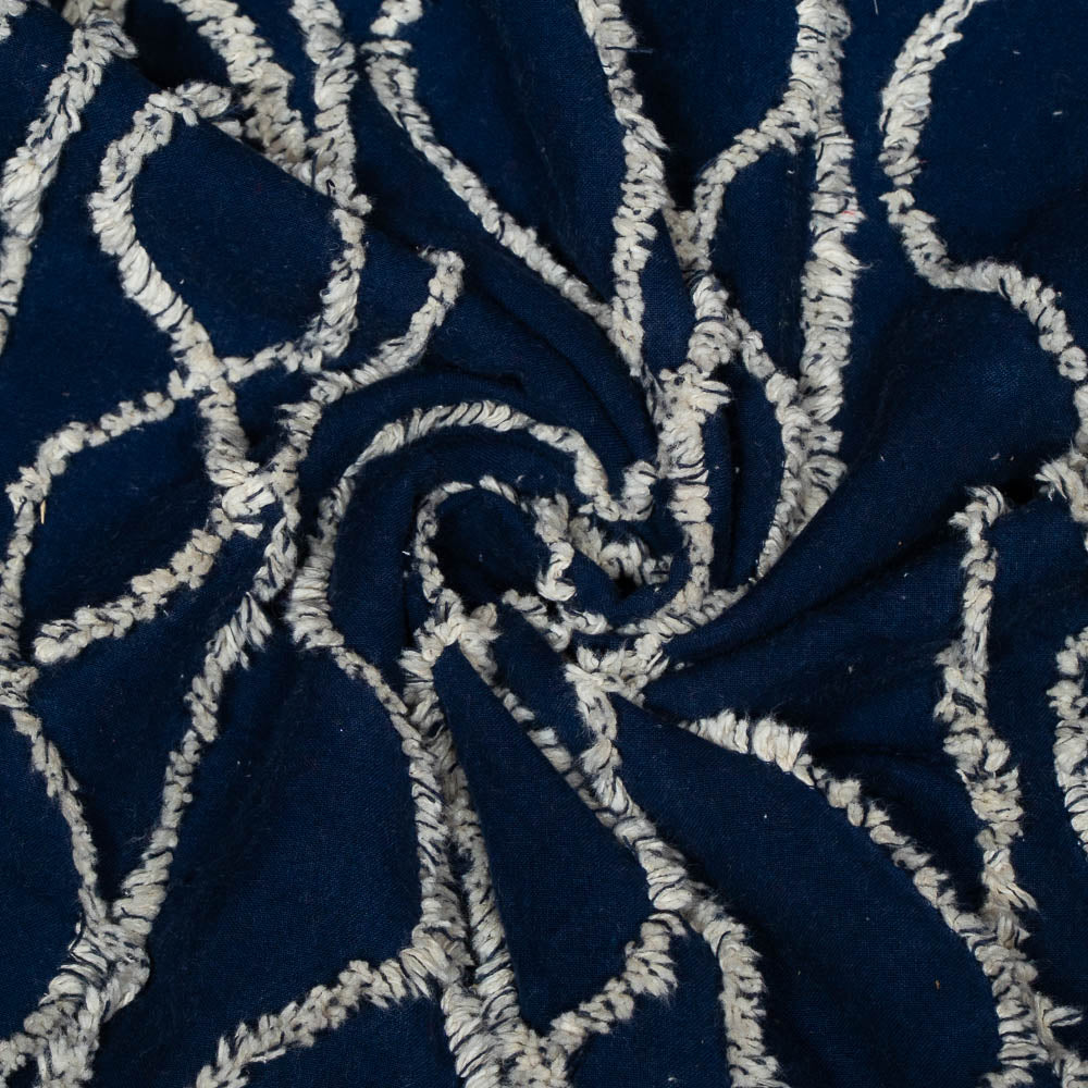 Nevy Blue Cotton Tuftting Jacquard (SKU: J-548)