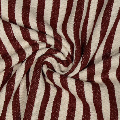 Red & White Stripe Cotton Blend Jacquard | SKU: J-549